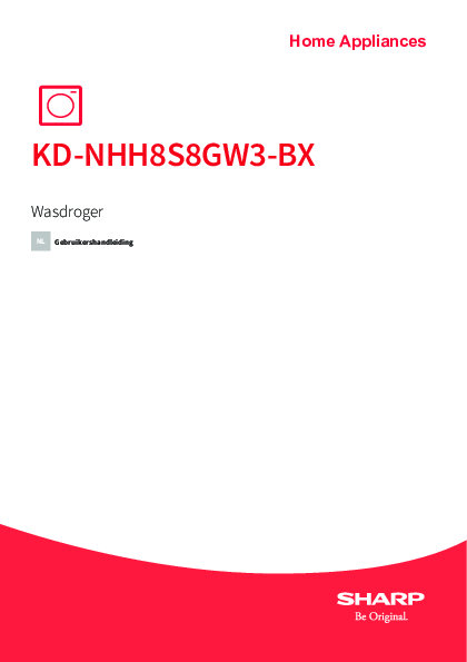 NL - Handleiding Sharp warmtepompdroger KDNHH8S8GW3BX